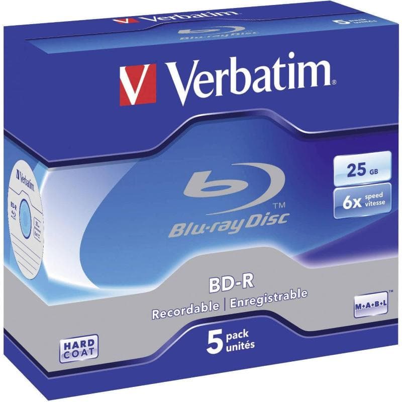 BD-R SL 25GB 6x Jewel 5pz VERBATIM MABL