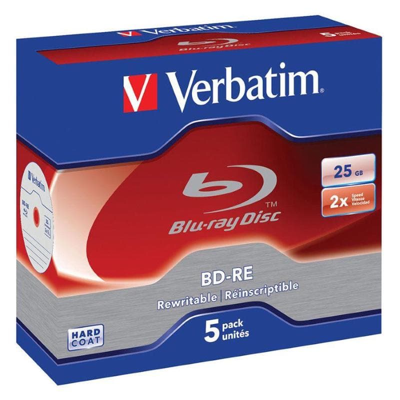 BD-RE SL 25GB 2x Jewel 5pz VERBATIM ReWritable