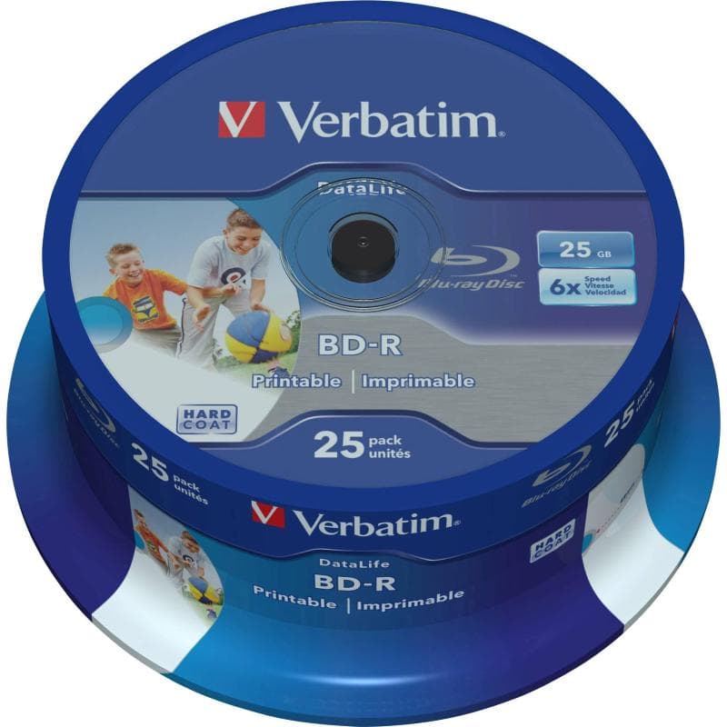 BD-R SL 25GB 6x Cake 25pz VERBATIM InkJet Bianca 22-118