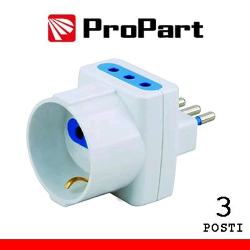 Adattatore 3 posti 10A/schuko spina10A polybag - MINIMO 20pz