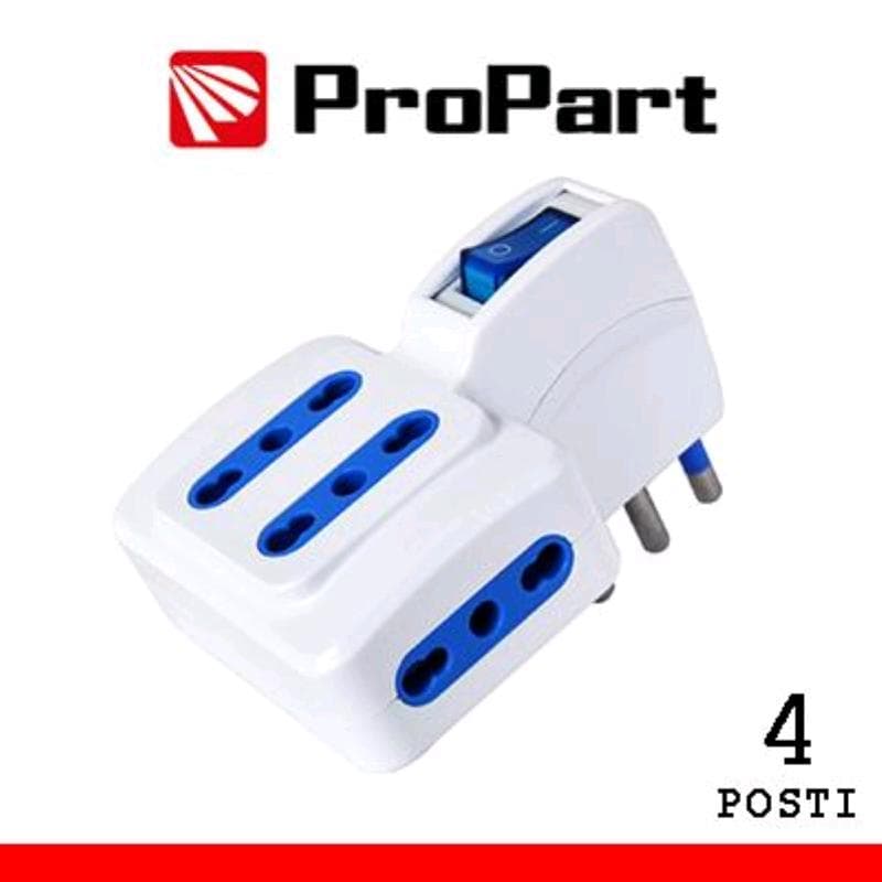 Adattatore 4 posti bipasso spina16A salvaspazio + interr.