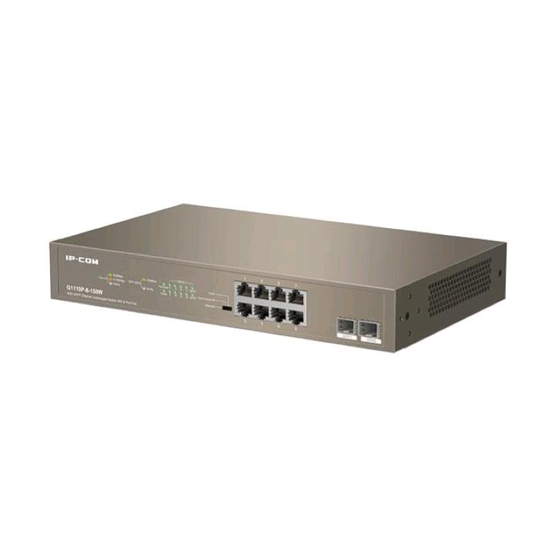 IP-COM Switch Unmanaged 8GE + 2SFP 8 porte PoE G1110P-8-150w