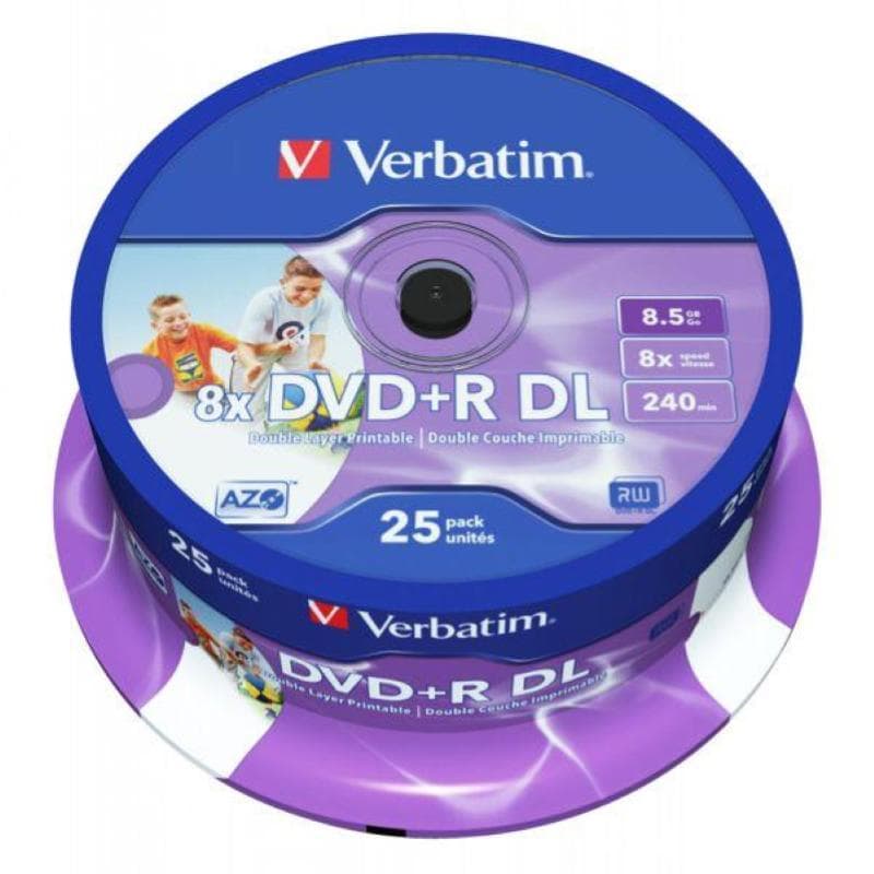 DVD+R DL 8.5GB 8x Cake 25pz VERBATIM Azo InkJet Bianca 22-118