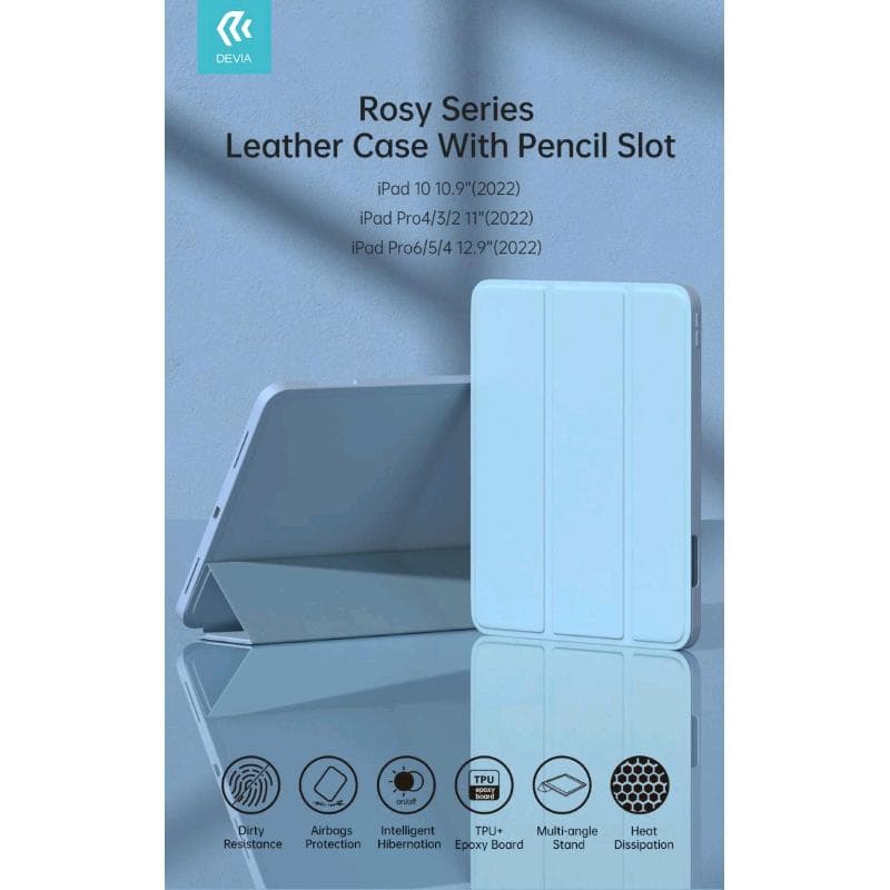 Cover Rosy Apple iPad 10 10.9 2022 con supporto Pencil Azzurra