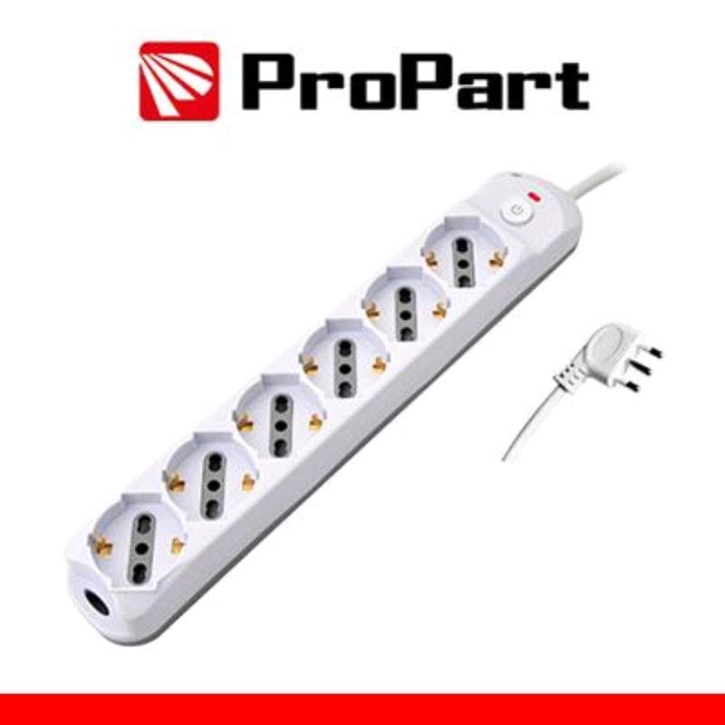 Propart Multipresa 6pos bipasso/schuko + interruttore
