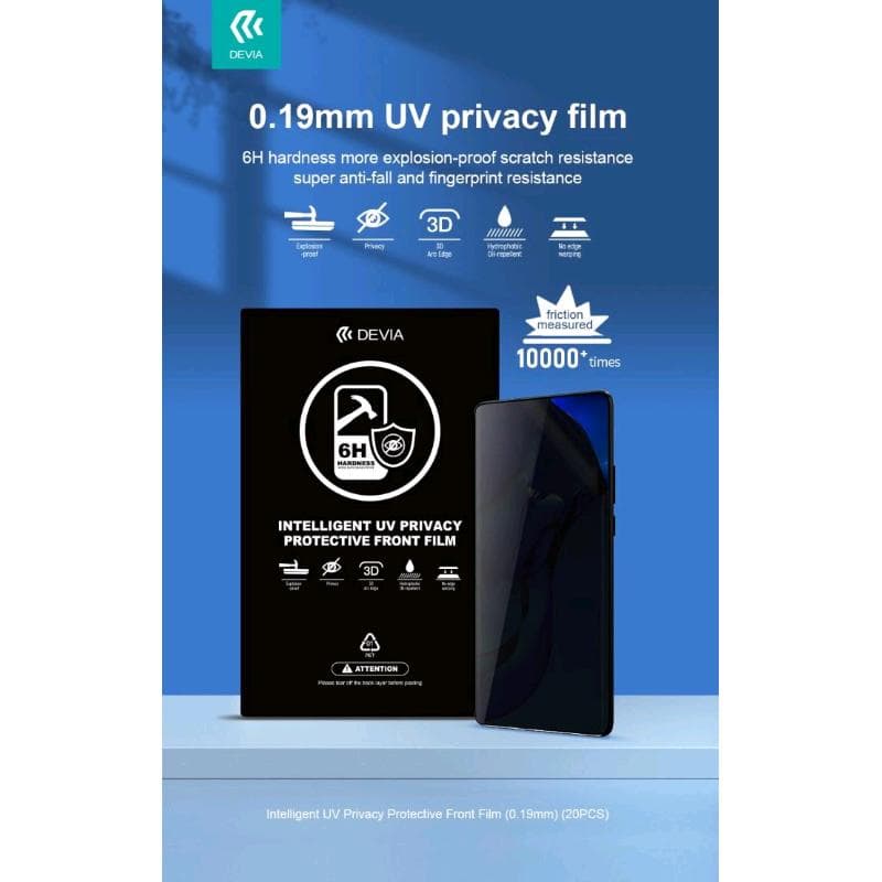 Pellicole Privacy 019mm UV Durezza 6H Ideale schermi Curvi MINIMO 20pz