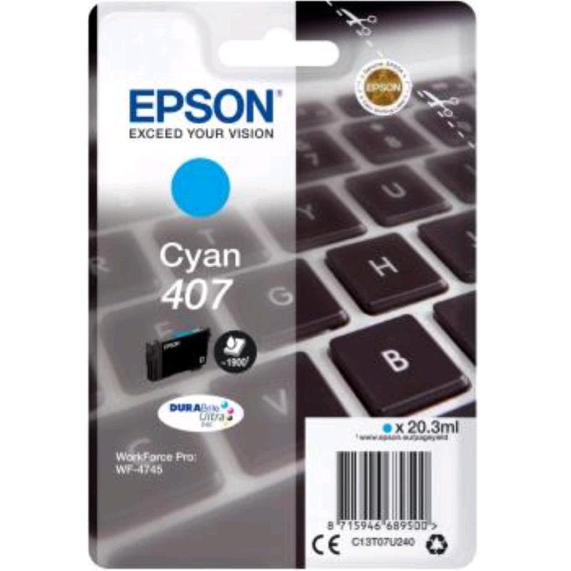 EPSON CARTUCCIA 407 CIANO 20ml ORIGINALE - TASTIERA