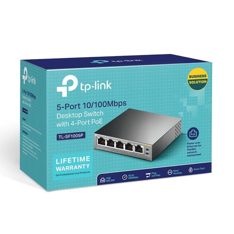 TP-Link Switch 5 porte 10/100Mbps desktop con 4 porte PoE