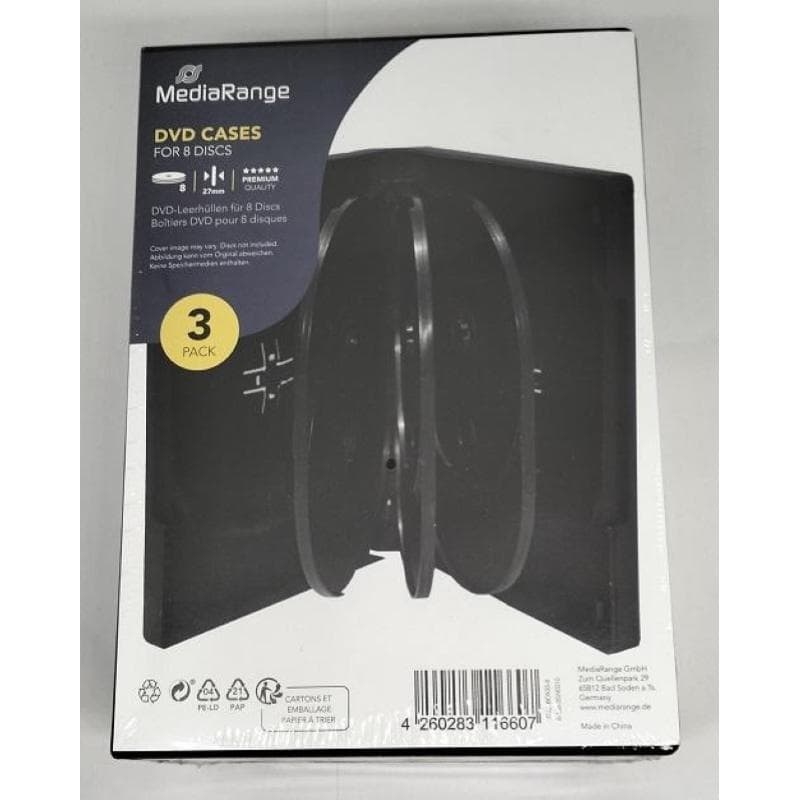 CUSTODIA 27mm DVD 8 posti NERA con 3 inserti Conf.3pz