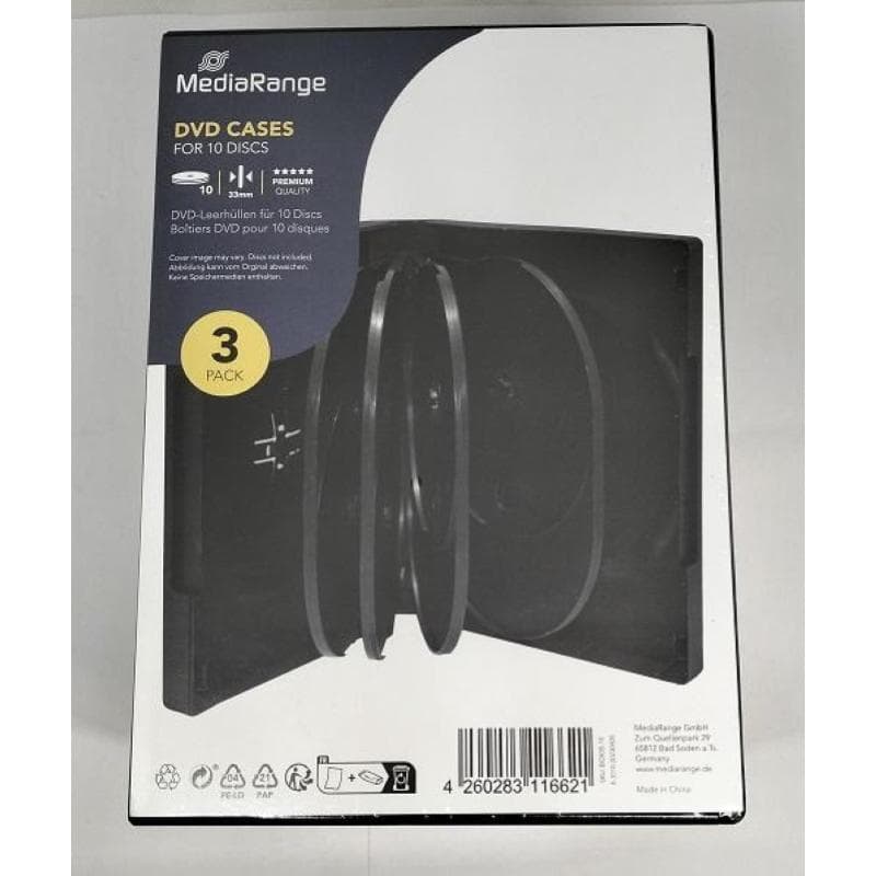 CUSTODIA 33mm DVD 10 posti NERA con 4 inserti no clips Conf.3pz