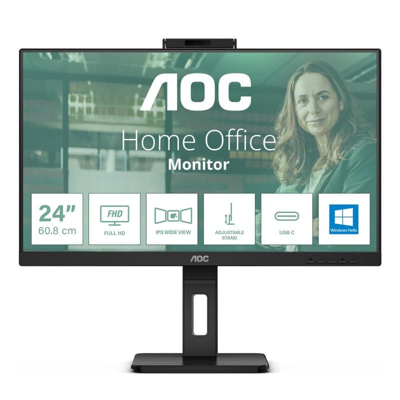 AOC MONITOR 23,8" LED IPS FHD 16:9 4MS 300 CDM, WEBCAM, USB-C, PIVOT, DP/HDMI, MULTIMEDIALE