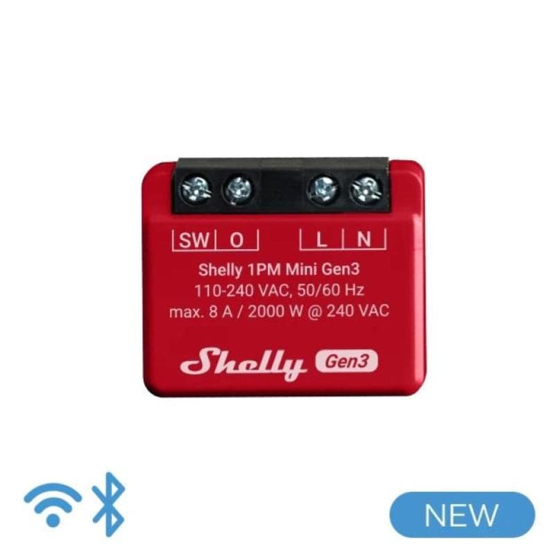 Shelly Mini 1PM Gen 3  - Smart Relay 8A AC WiFi/BT + PM