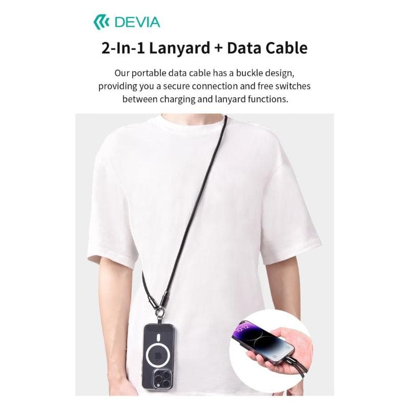 Devia Cordino con Cavo Carica C-Lightning tracolla 1.2mt porta telefono Viola