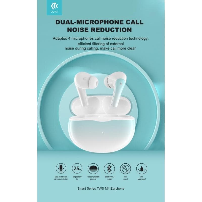 Devia Auricolare TWS wireless EM412 con ENC TWS-M4 Bluetooth V.5,2