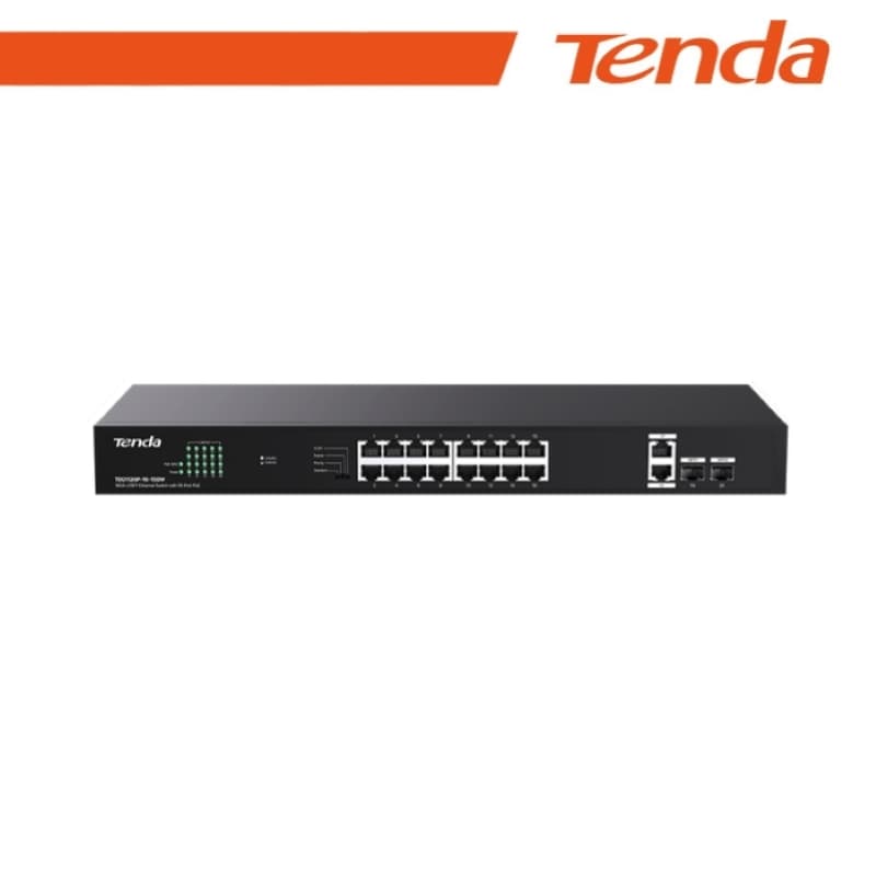 Tenda 18GE+2SFP Ethernet Switch With 16-Port PoE