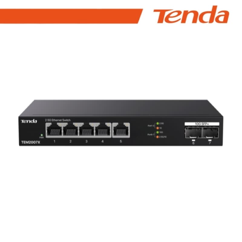 Tenda Switch con 5 porte LAN 2.5 Gbps e 2 porte 10 Gbps SFP+