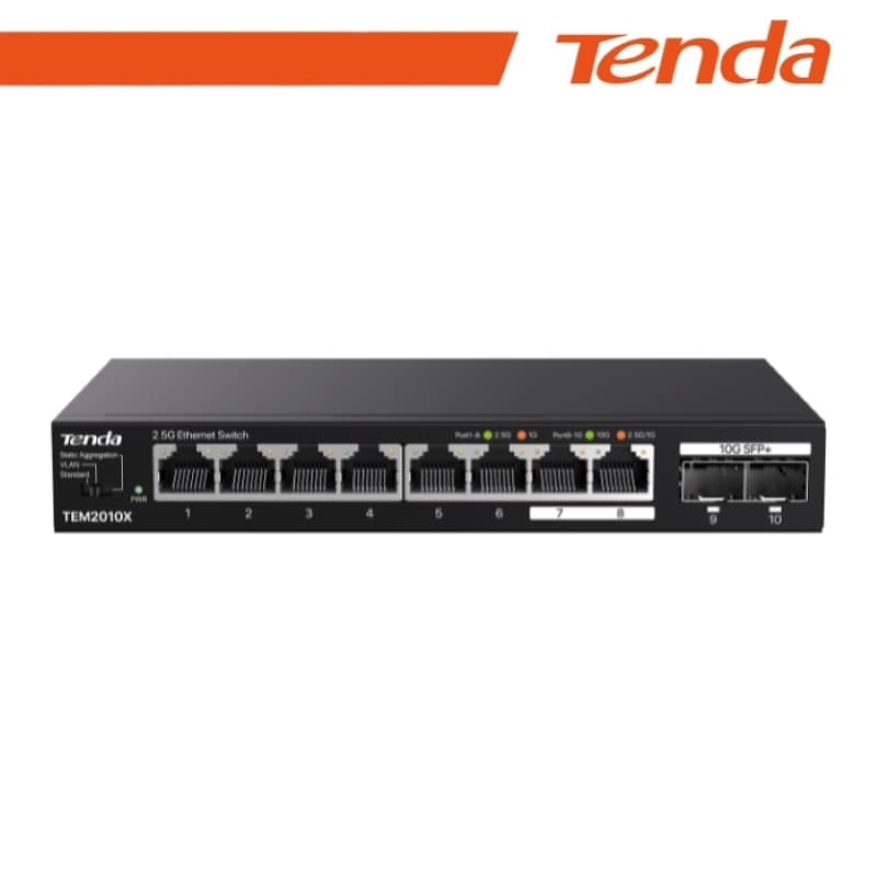 Tenda Switch con 8 porte LAN 2.5 Gbps e 2 porte 10 Gbps SFP+