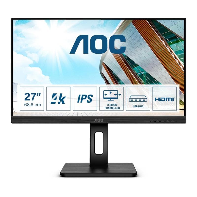 AOC MONITOR 27" LED IPS 4K UHD 16:9 350 CDM, USB-C, DP/HDMI, PIVOT, MULTIMEDIALE