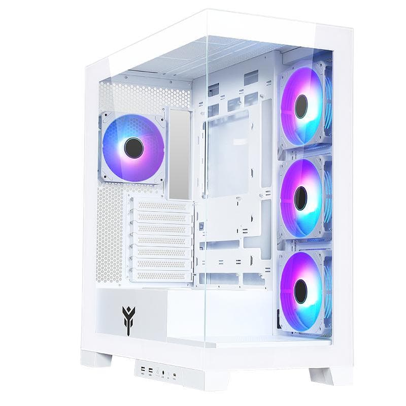 iTEK Case SHOWBUI 45W - Gaming Tower, ATX, 4x12cm ARGB fan, 2xUSB3, Type-C, Side & Front Panel Temp Glass, White Edition
