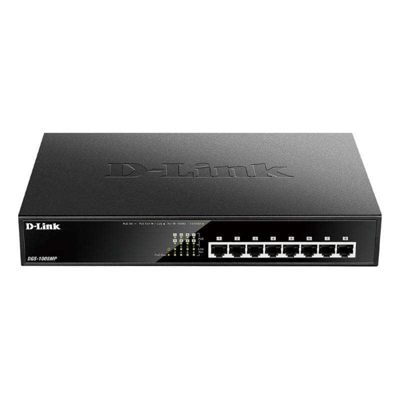 D-LINK SWITCH 8 PORTE GIGABIT POE DESKTOP RACK MOUNTABLE