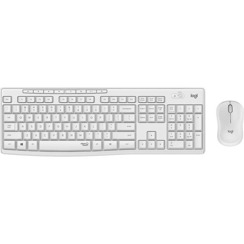 LOGITECH BUNDLE TASTIERA WIRELESS + MOUSE DESKTOP MK295 SILENT COMBO, USB, LAYOUT ITA, COLORE BIANCO