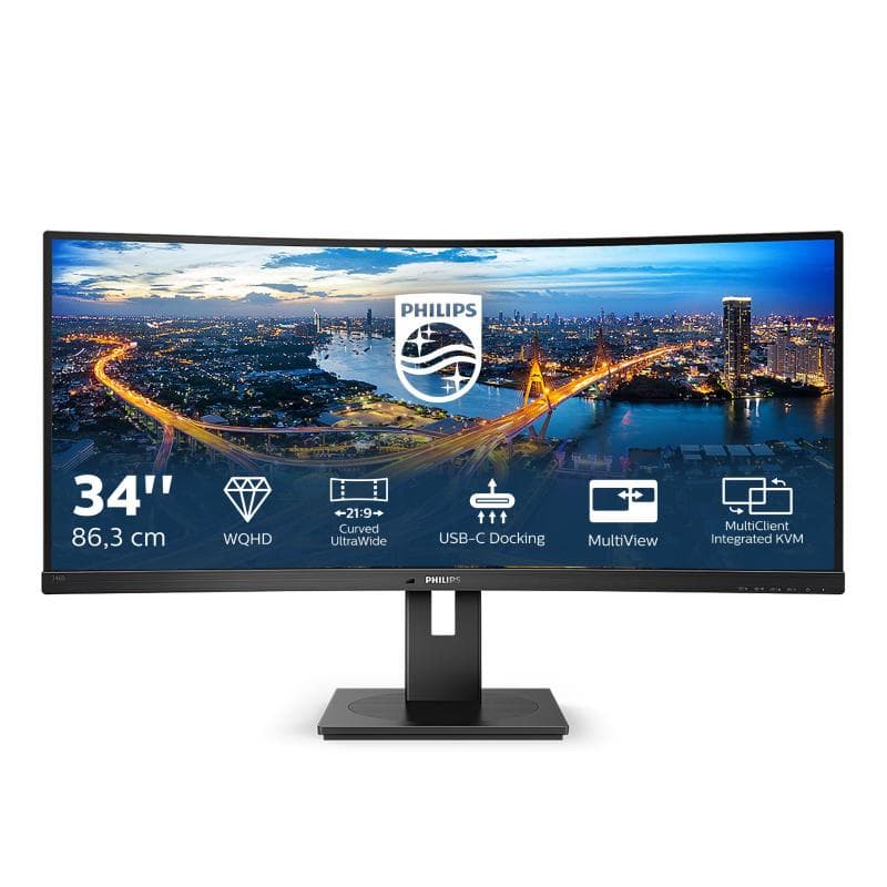 PHILIPS MONITOR CURVO 34" VA 21:9 WQHD 5MS 300CDM, DP/HDMI, USB-C, ALTEZZA, MULTIMEDIALE