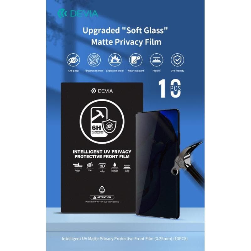 Devia Pellicole Privacy 0,25mm UV Durezza 6H Ideale schermi Curvi - MINIMO 10pz