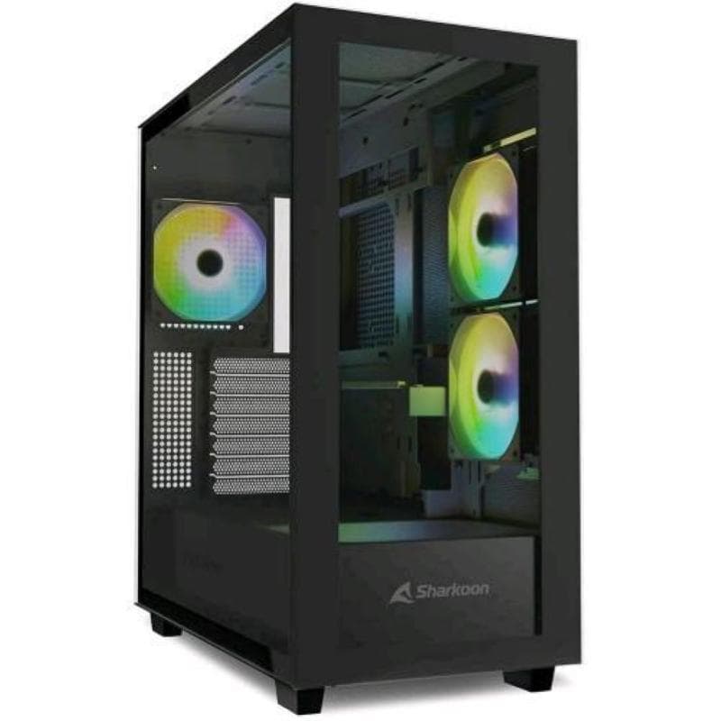 SHARKOON CASE REBEL C60 RGB BLACK ATX 2x U3, 1x Type-C,TRRS, 2x Tempered Glass, 4x 120 ARGB PWM, ARG