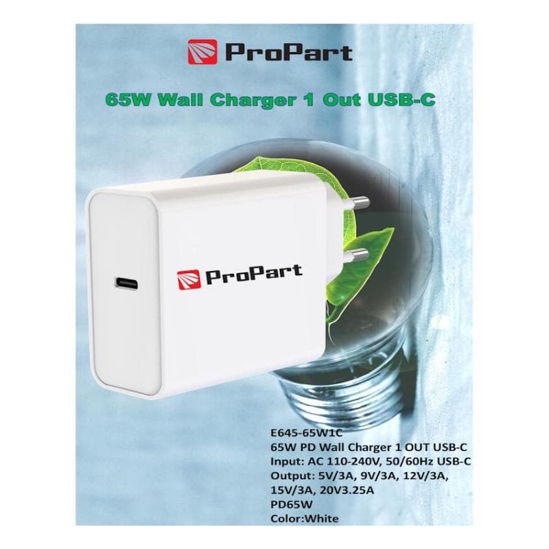 ProPart Carica Batteria 65W PD 1 Output USB-C