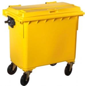 T766641 Contenitore rifiuti da esterno 4 ruote 660 litri GIALLO