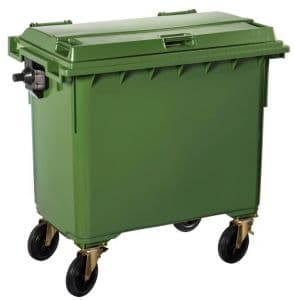 T766653 Contenitore rifiuti da esterno 4 ruote 770 litri VERDE