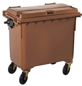 T766654 Contenitore rifiuti da esterno 4 ruote 770 litri MARRONE