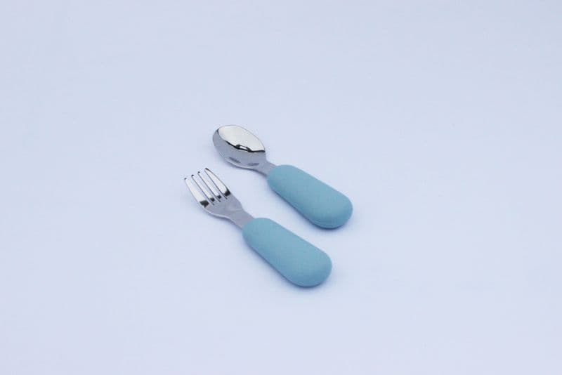 Set posate per bambini Baby's Clan forchetta e cucchiaio in acciaio e silicone