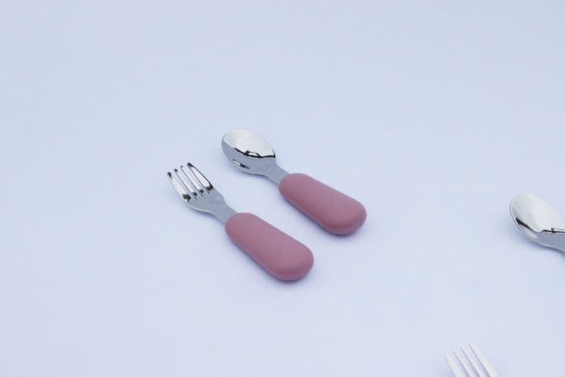 Set posate per bambini Baby's Clan forchetta e cucchiaio in acciaio e silicone