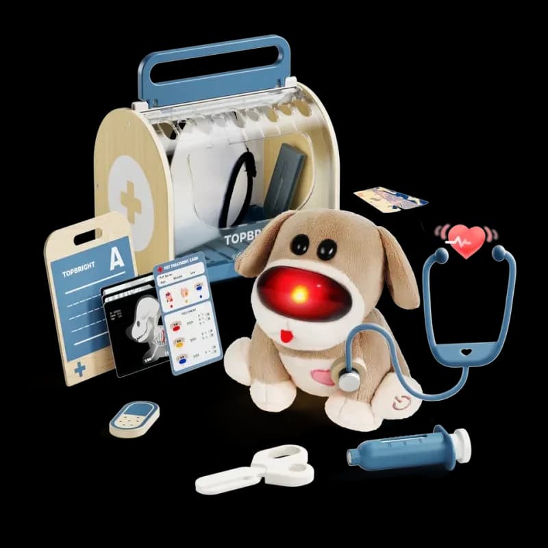 Set da veterinario interattivo per bambini TOPBRIGHT con cagnolino di peluche