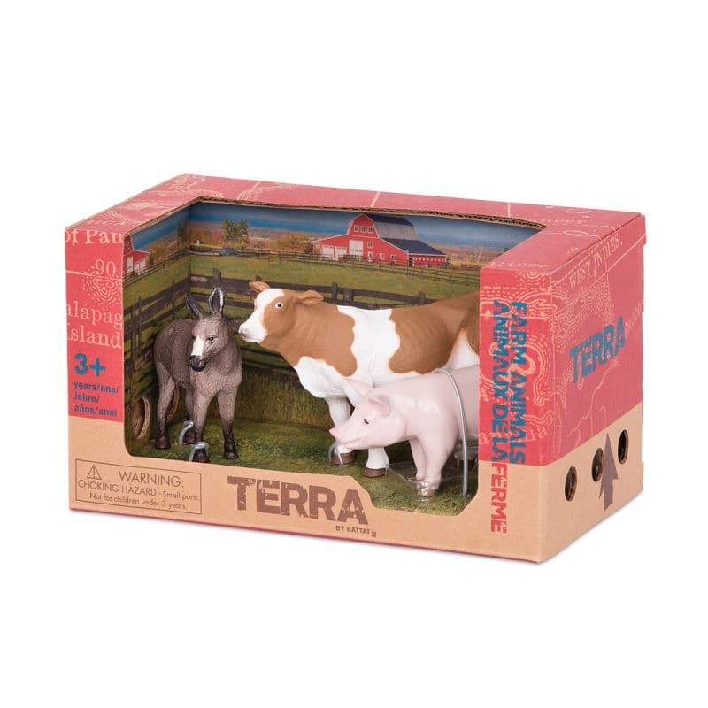 Animali della fattoria Terra Maiale, asino, mucca