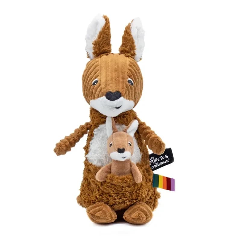 Peluche Les Ptipotos canguro mamma con il suo cucciolo
