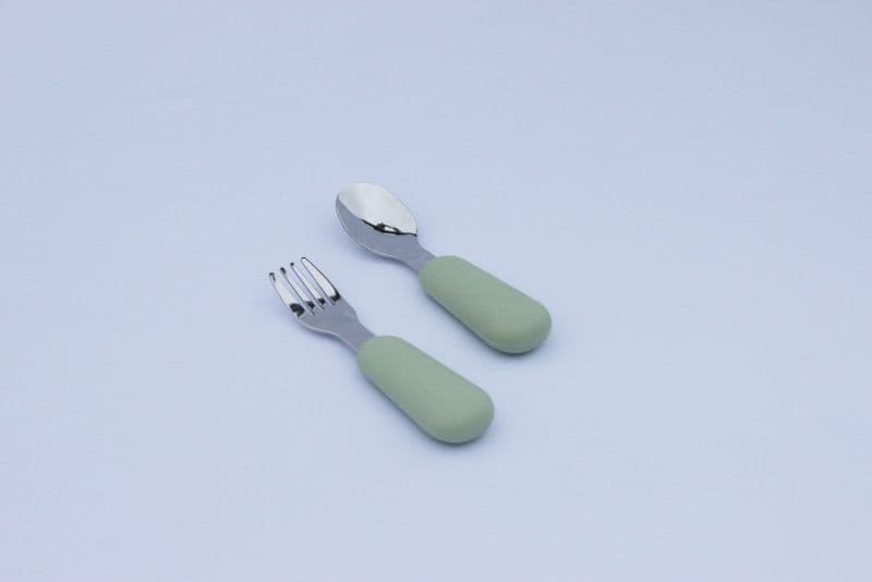 Set posate per bambini Baby's Clan forchetta e cucchiaio in acciaio e silicone
