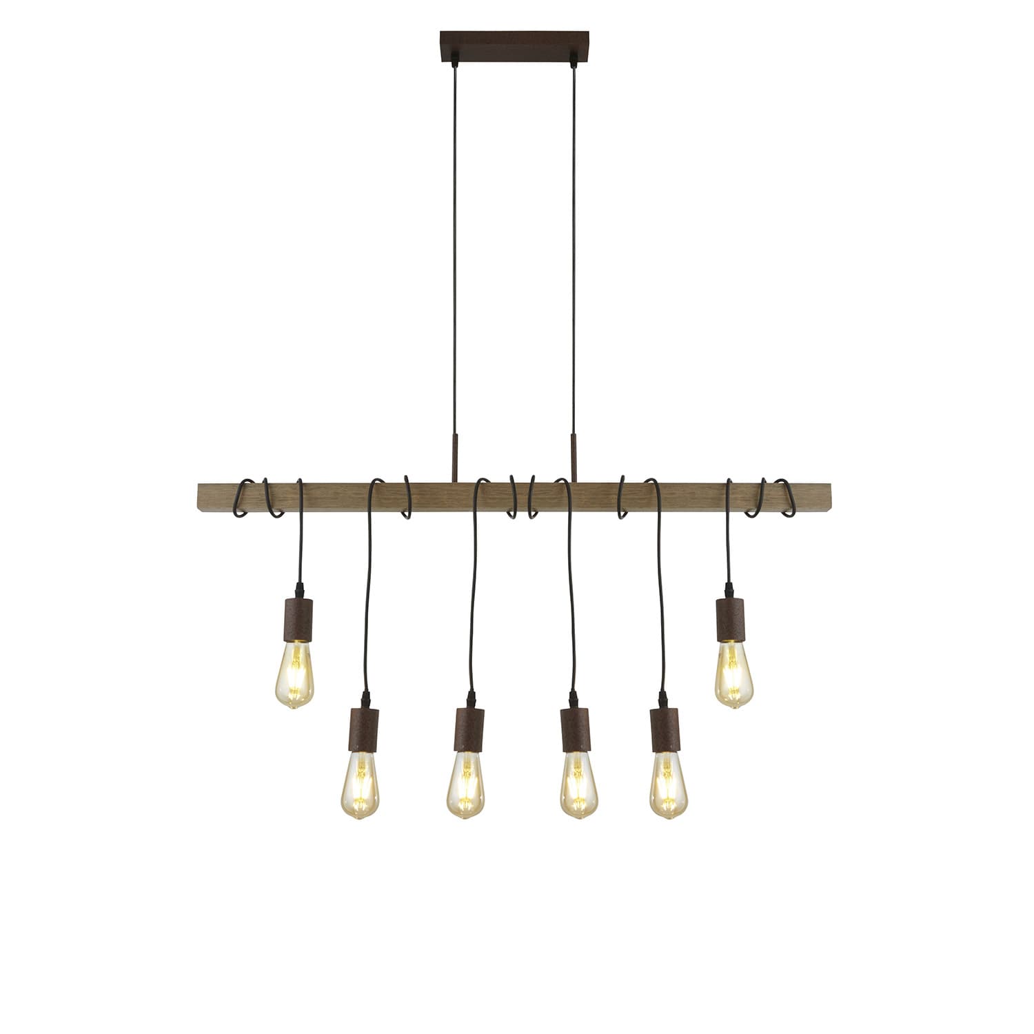 Barn 6Lt Pendant - Metallo nero e legno