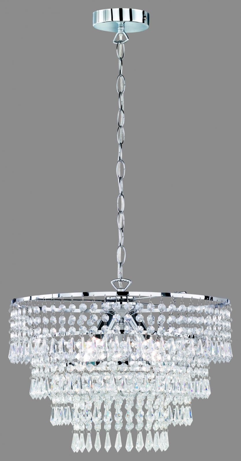 ORIENT SOSPENSIONE TONDA STRASS ACRILICO CROMO D.42CM 3 LUCI ATTACCO E14