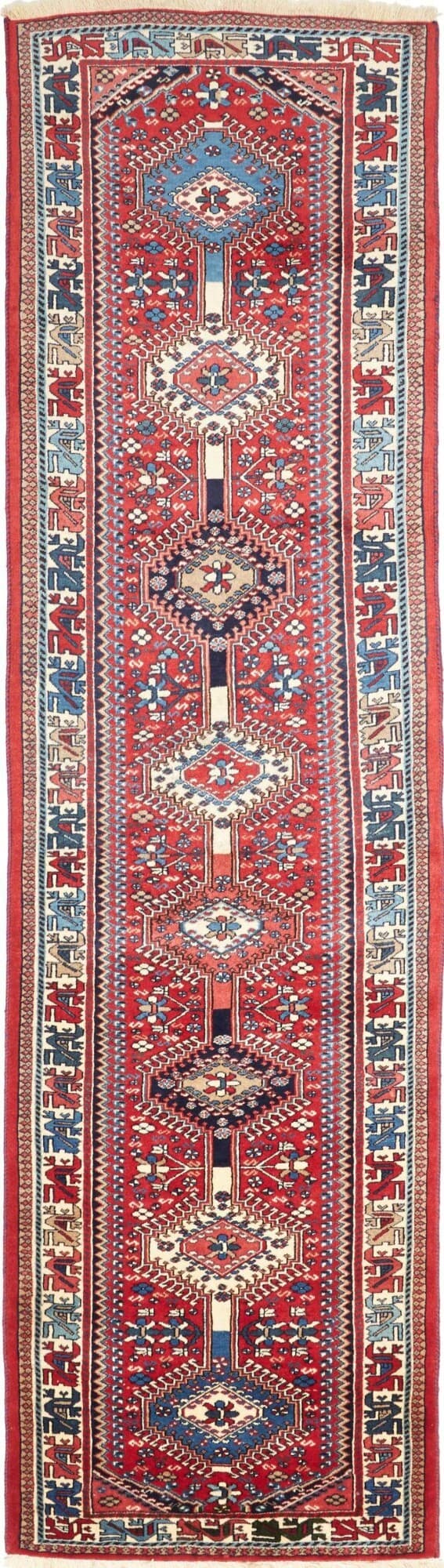 Yalameh Persia Astratto Rosso Blu 82x304 Cm