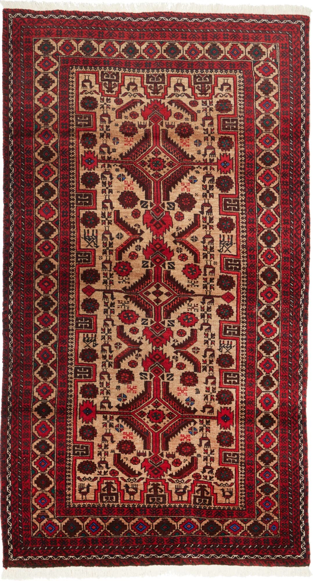 Baluch Persia Geometrico Beige Rosso 96x181 Cm
