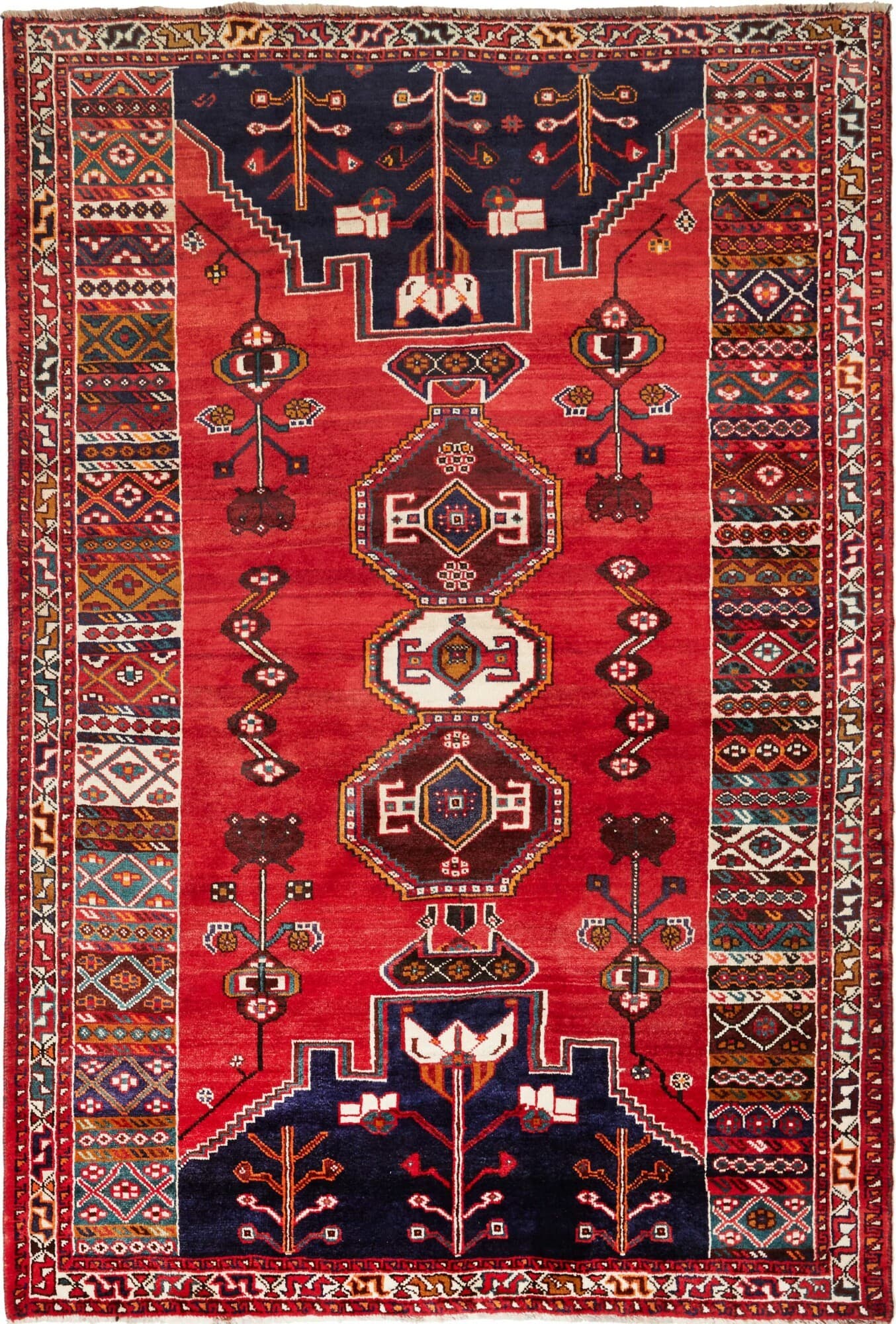 Shiraz Persia Geometrico Rosso Blu 170x253 Cm