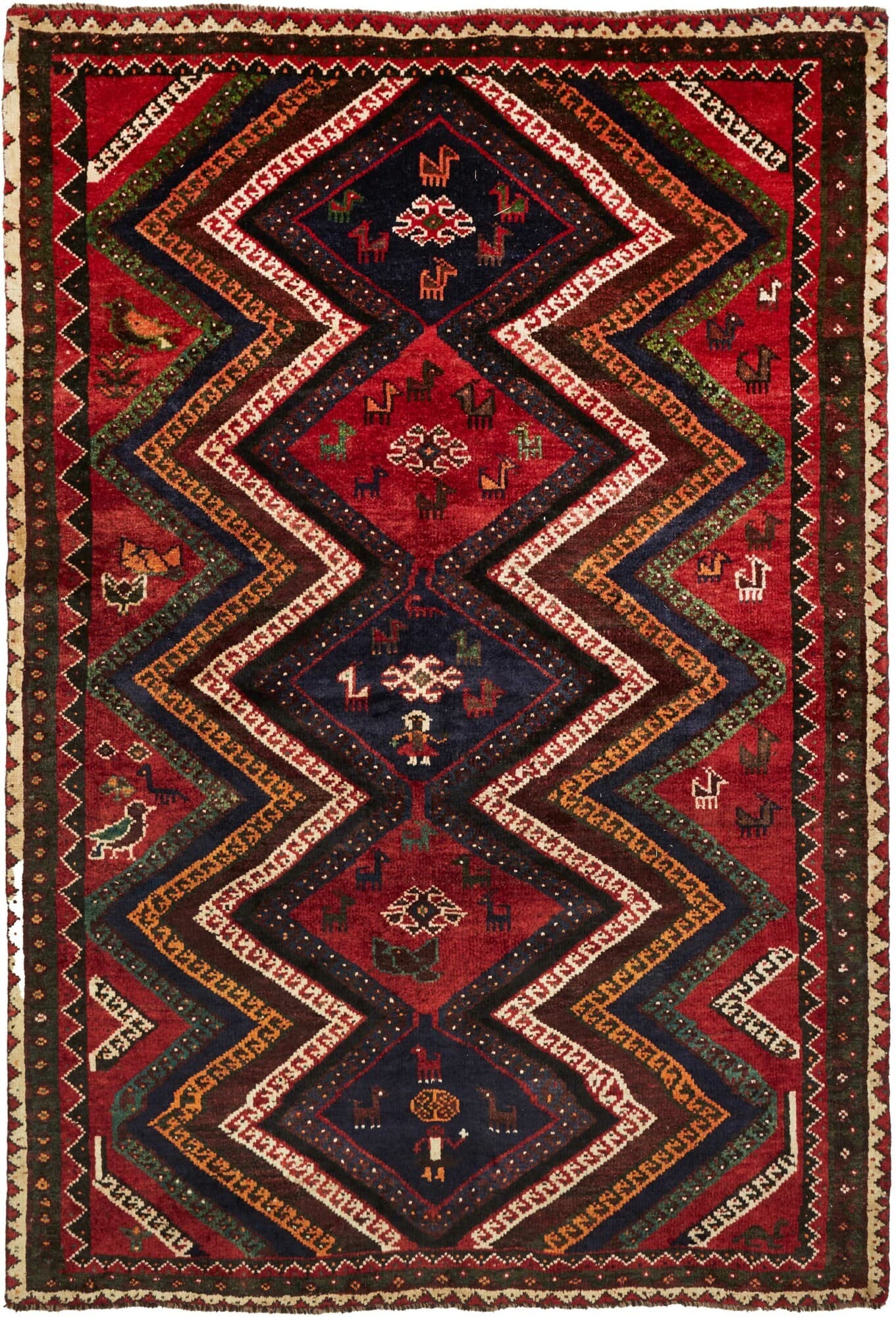 Shiraz Persia Geometrico Rosso Blu 177x263 Cm