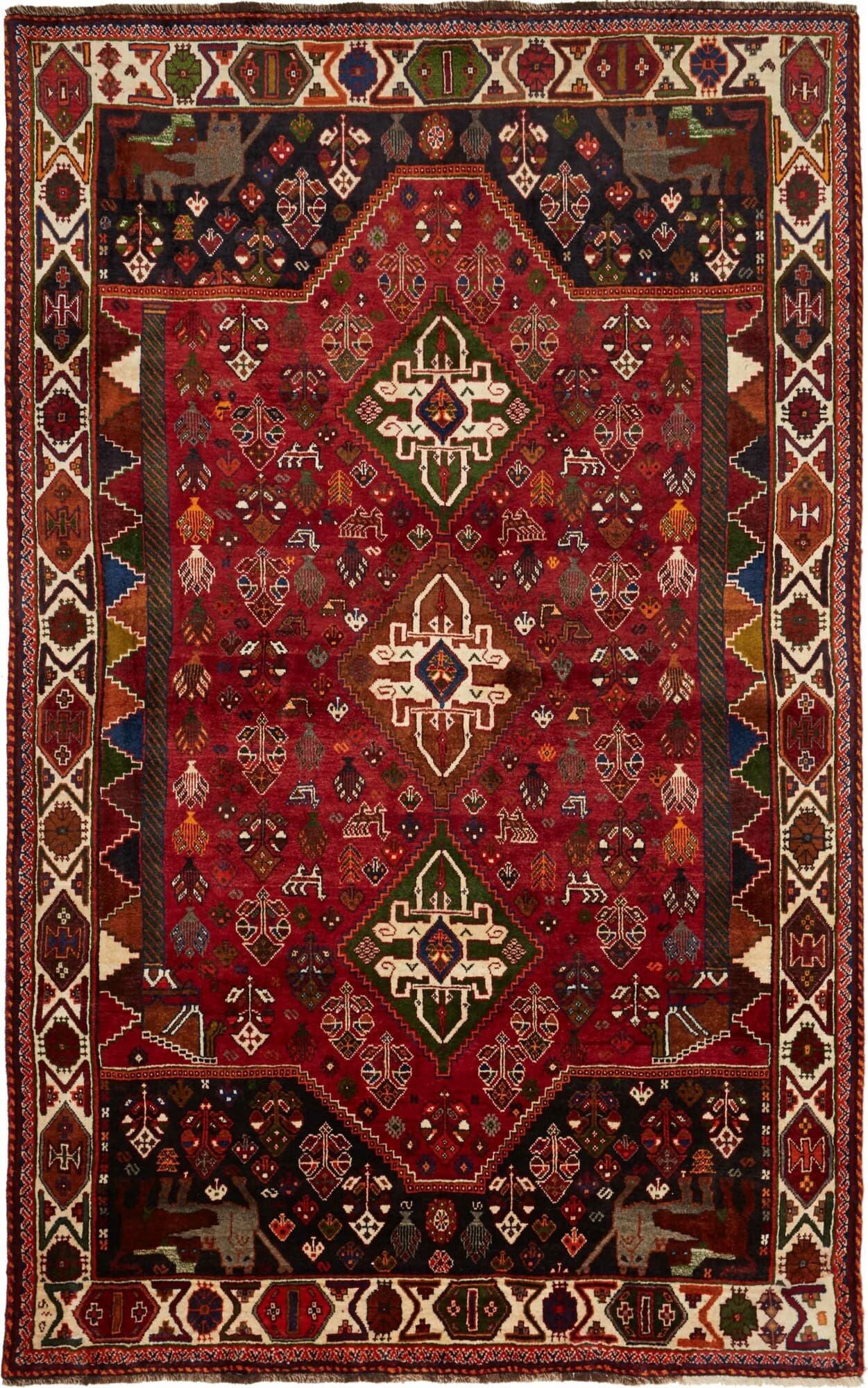 Shiraz Persia Geometrico Rosso Nero 170x275 Cm