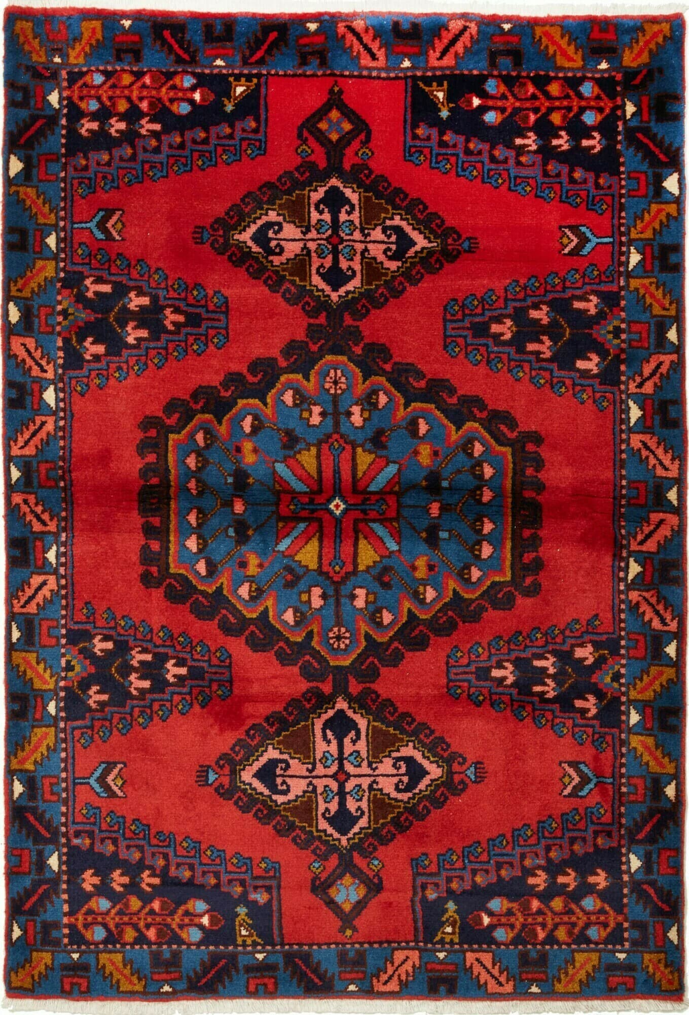 Astratto Rosso Blu 111x165 Cm