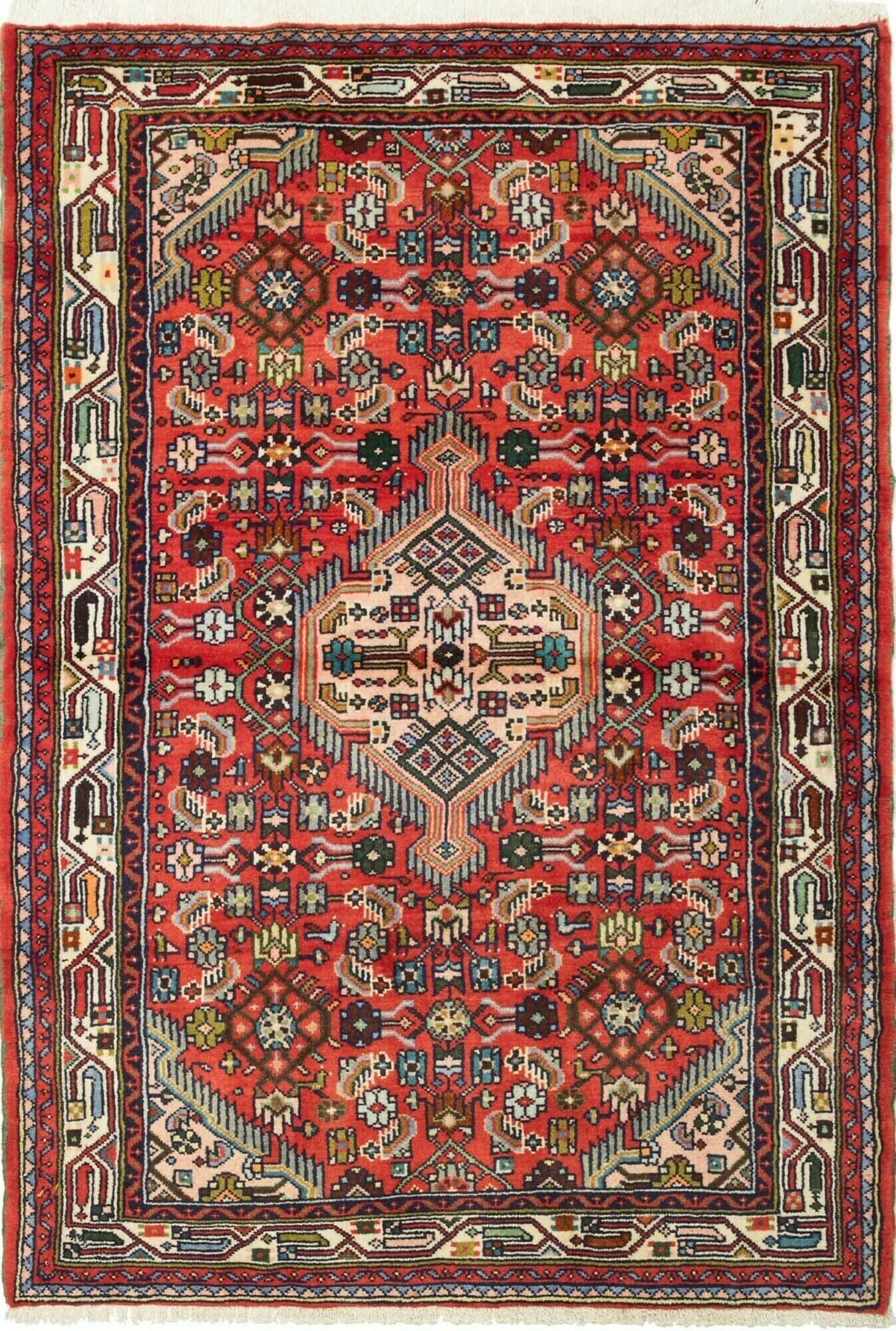 Geometrico Rosso Beige 102x150 Cm