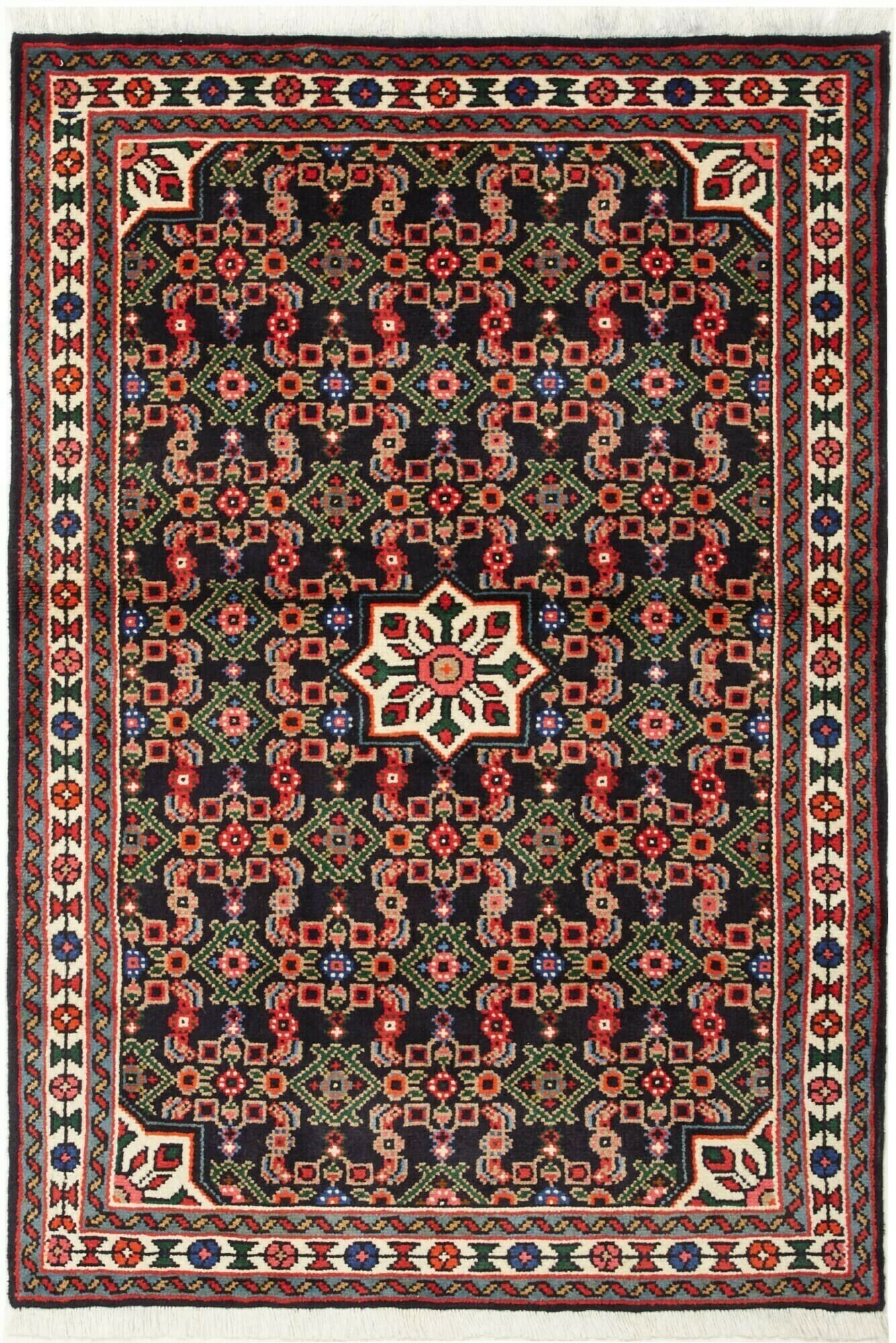Geometrico Nero Rosso 100x144 Cm