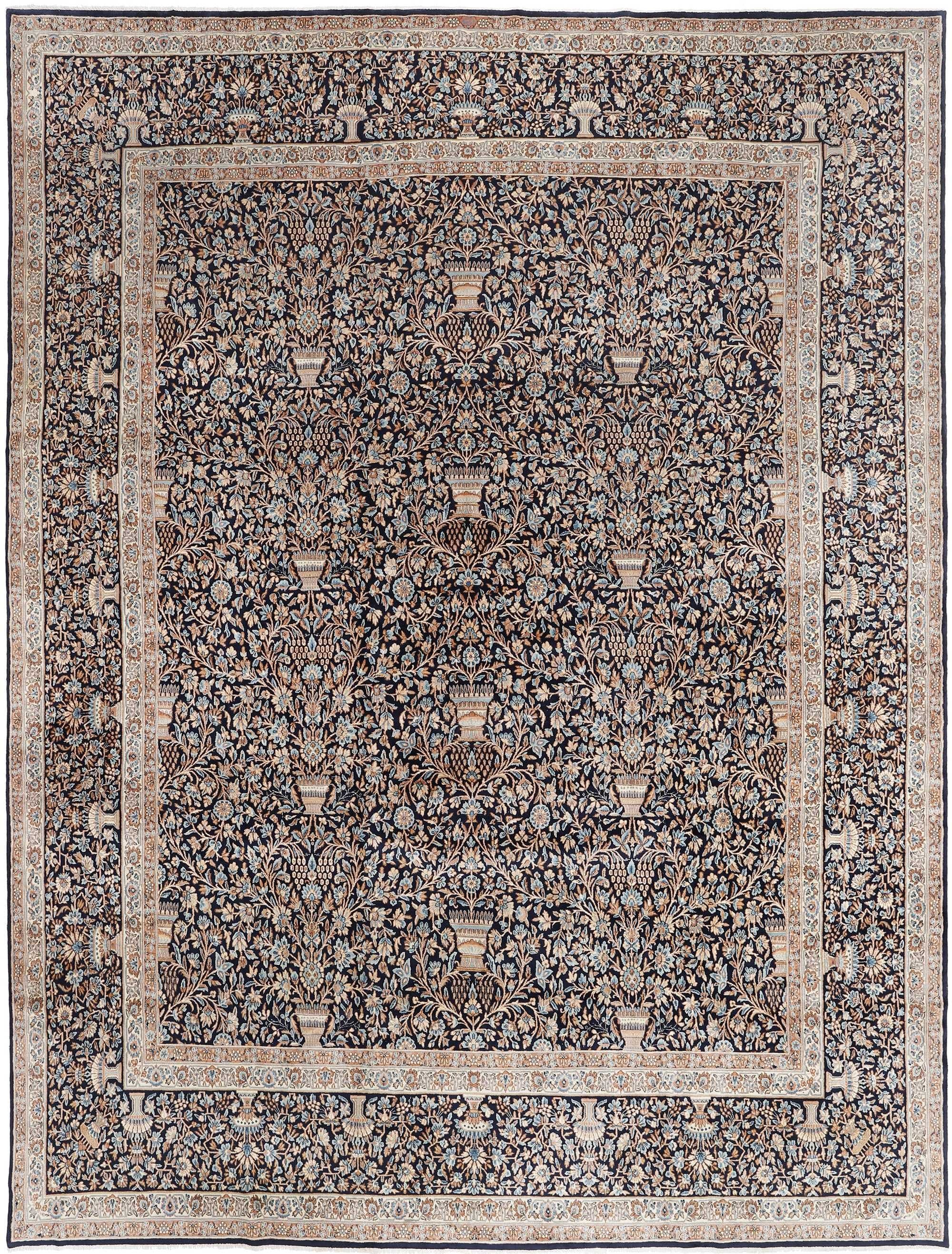 Kerman Persia Floreale Blu Avorio 393x525 Cm