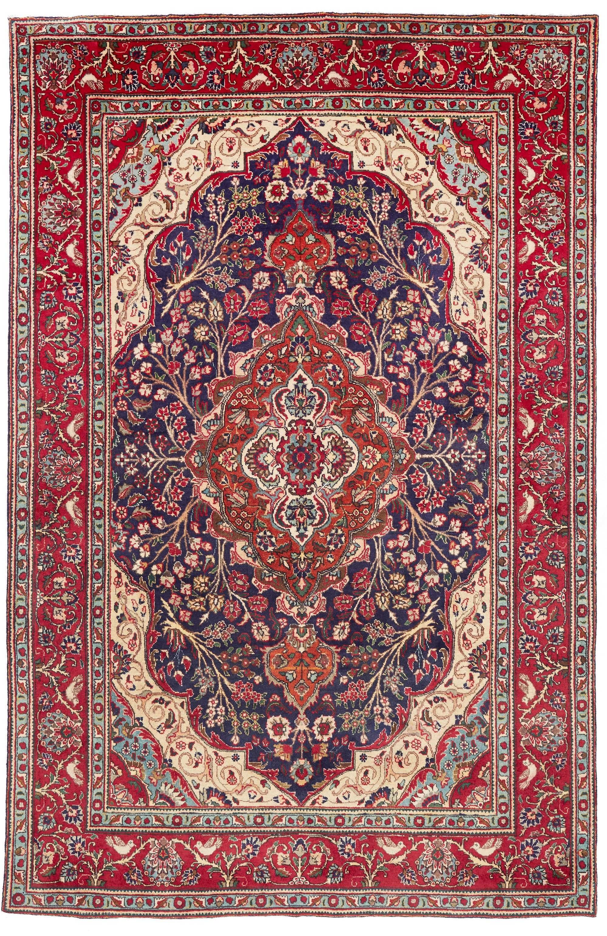 Tabriz Persia Floreale Rosso Blu 200x300 Cm